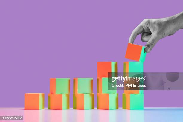 building blocks growth concept - print finishing stock pictures, royalty-free photos & images