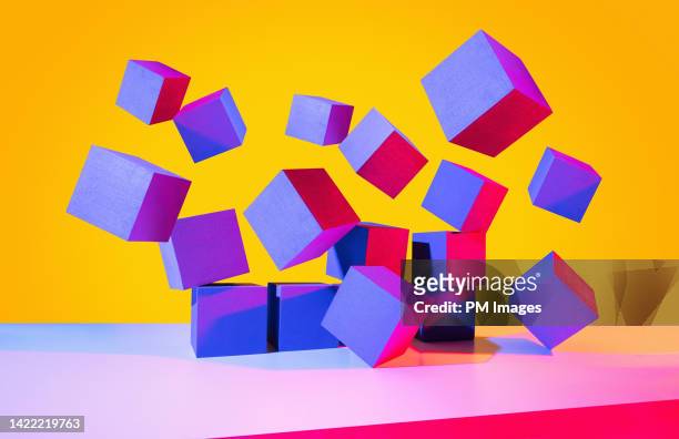 exploding blocks - 3d cube bildbanksfoton och bilder
