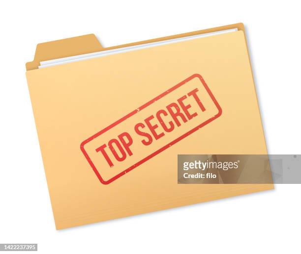 stockillustraties, clipart, cartoons en iconen met top secret document manila folder - mystery