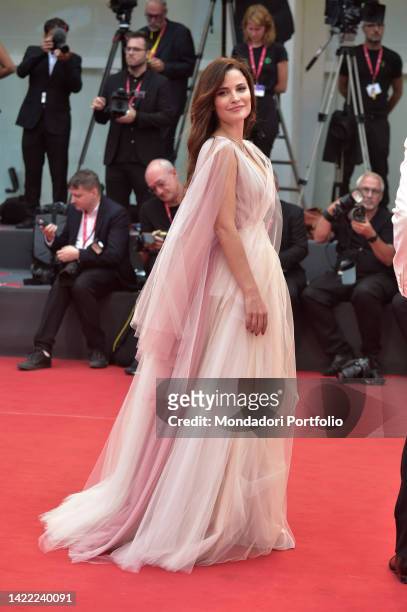 Italian actress Giulia Elettra Gorietti at the 79 Venice International Film Festival 2022. Blonde Red Carpet. Venice , September 8th, 2022