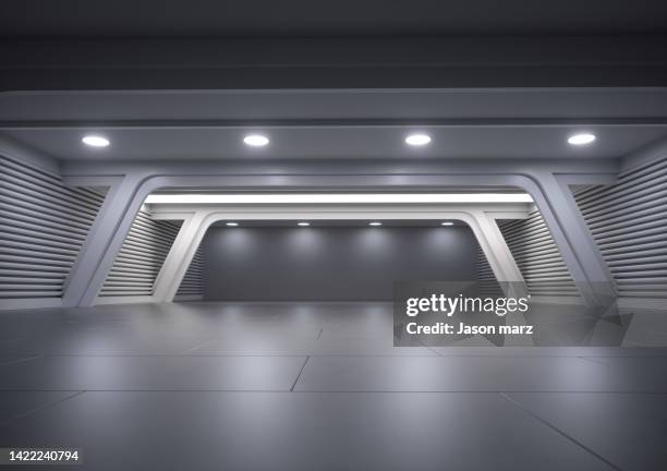 3d rendering illustration modern interior design background - international space station interior stock pictures, royalty-free photos & images