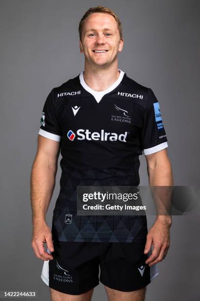 Alex Tait of Newcastle Falcons poses for a portrait during the Newcastle Falcons squad photocall for the 2022-2023 Gallagher Premiership Rugby season...