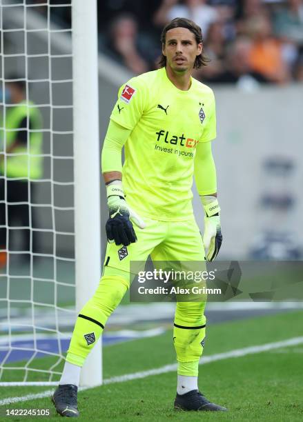 Yann Sommer of Moenchengladbach reacts during the Bundesliga match between Borussia Mönchengladbach and 1. FSV Mainz 05 at Borussia-Park on September...