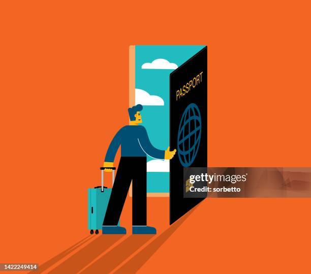 businessman - tourist - arrival stamp stock illustrations