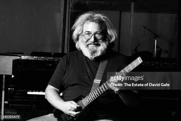 Rock musician Jerry Garcia poses for a portrait in January 1988 during a recording session in New York City, New York.