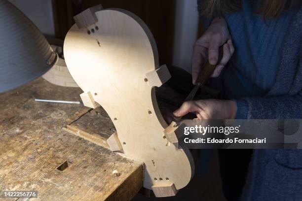 The birth of a violin in the Scrollavezza Zanré Noventa violin making workshop in Parma.