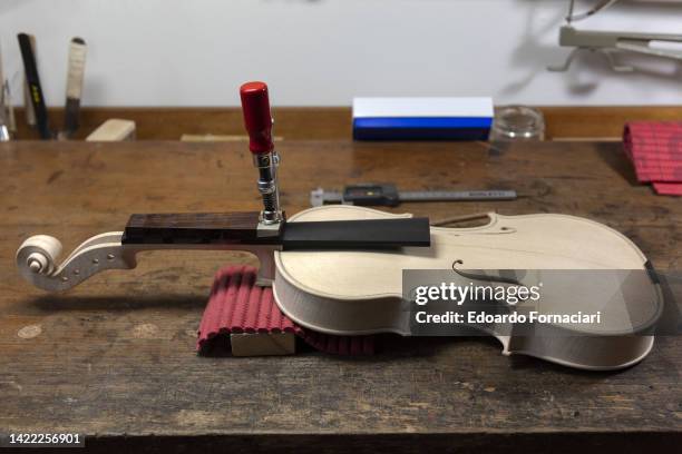 The birth of a violin in the Scrollavezza Zanré Noventa violin making workshop in Parma.