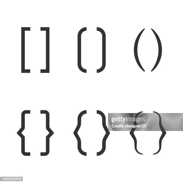 parenthesis or bracket icon set. - bracket stock illustrations