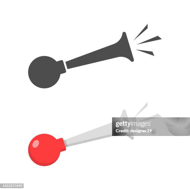 old horn icon flat design. - bicycle horn stock illustrations