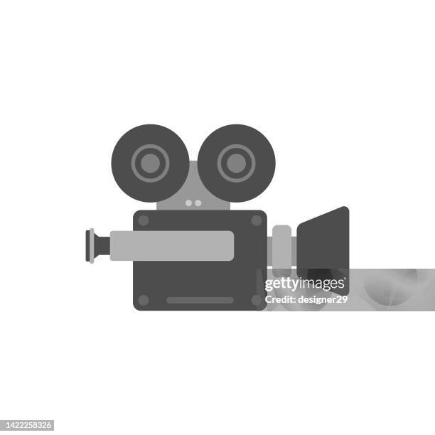 retro filmkamera icon flat design. - digital camera stock-grafiken, -clipart, -cartoons und -symbole