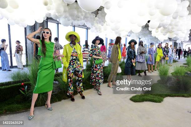 Models pose during the Kate Spade Presentation during September 2022 New York Fashion Week at 3 World Trade Center on September 09, 2022 in New York...