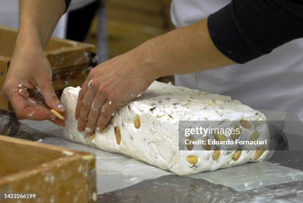 Cremona, hand production of the typical 'Torrone' nougat.
