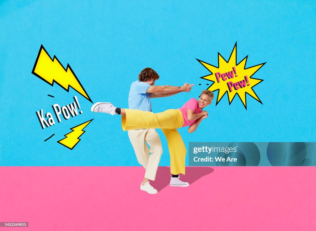 People play fighting