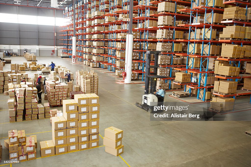 Elevated view of large distribution warehouse