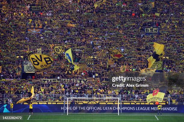 General view of the south stand during the UEFA Champions League group G match between Borussia Dortmund and FC Copenhagen at Signal Iduna Park on...