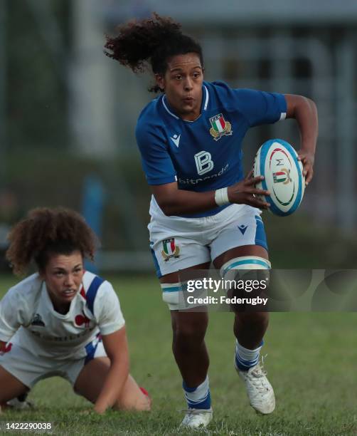 Giada Franco of Italy in action during the Summer Nations Series Test Match 2022 between Italy Women and France Women at Stadio del Rugby on...