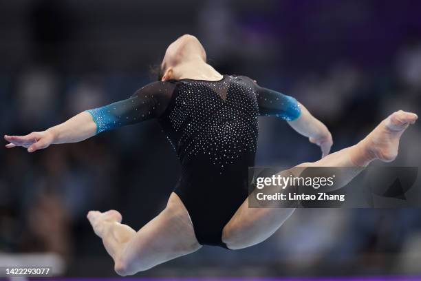 Xiang Lulu of China competes in the Women's floor exercise final during the day six of National Gymnastics Championship 2022 at Huanglong Sports...