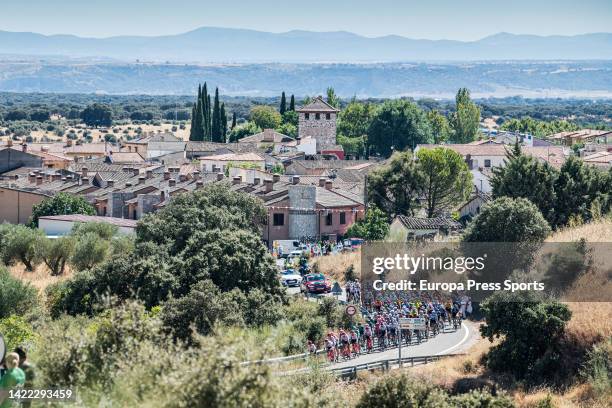 General view of the peloton during the 77th Tour of Spain 2022, Stage 19 a 138,3km stage from Talavera de la Reina to Talavera de la Reina /...