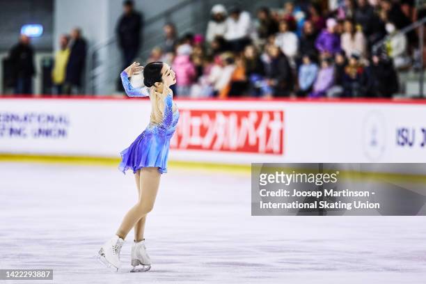Jia Shin of Korea competes in the Junior Women's Free Skating during the ISU Junior Grand Prix of Figure Skating at Volvo Sporta Centrs on September...