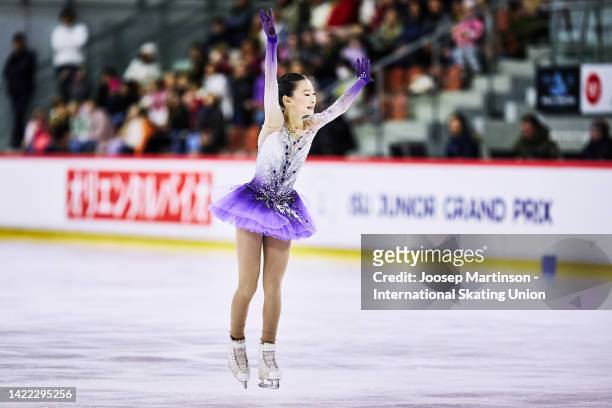 Soho Lee of the United States competes in the Junior Women's Free Skating during the ISU Junior Grand Prix of Figure Skating at Volvo Sporta Centrs...