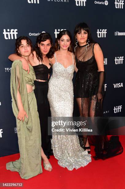 Nathalie Issa, Manal Issa, Sara Mardini and Yusra Mardini attend Netflix "The Swimmers" world premiere at the Toronto International Film Festival at...