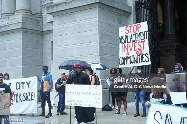 JSeptember 7, 2022. Residents of University City Townhomes and housing activists rallied at City Hall in Center City Philadelphia over the status of...