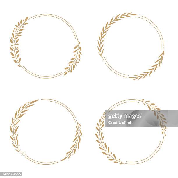 frames with leaves - floral wreath stock illustrations