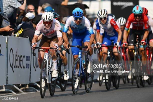 Stan Dewulf of Belgium and Ag2R Citroen Team and Michael Matthews of Australia and Team BikeExchange - Jayco compete during the 11th Grand Prix...