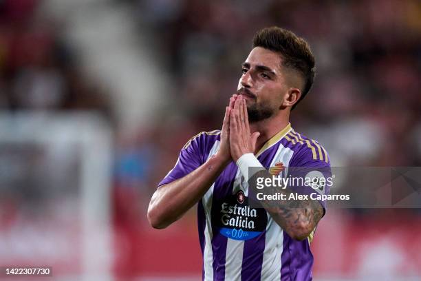 Ramon Rodriguez 'Monchu' of Real Valladolid CF celebrates after scoring his team's first goal during the LaLiga Santander match between Girona FC and...