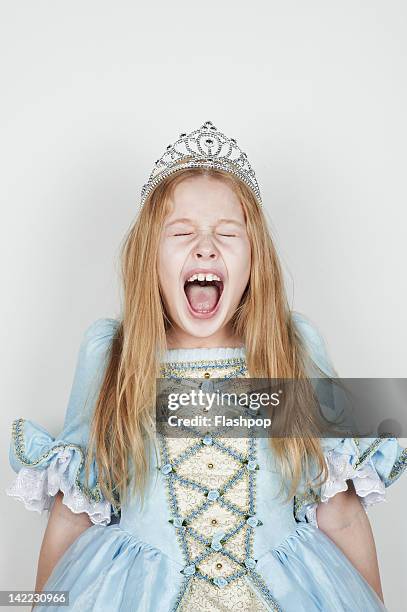 portrait of girl wearing fancy dress - kids tiara stock pictures, royalty-free photos & images