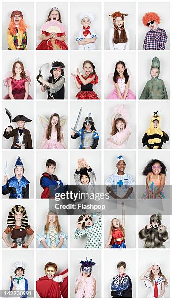 group of children wearing fancy dress - dress up stock pictures, royalty-free photos & images