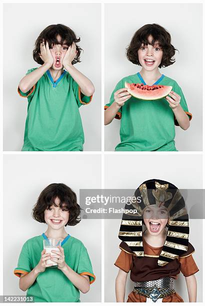 portrait of boy having fun - pharao stock-fotos und bilder