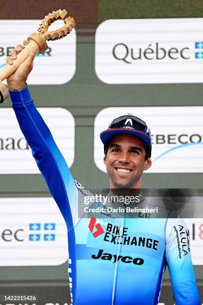 Michael Matthews of Australia and Team BikeExchange - Jayco celebrates winning the second place on the podium ceremony after the 11th Grand Prix...