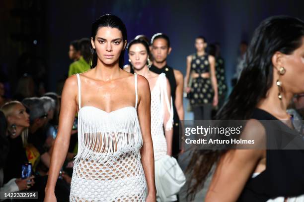 Kendall Jenner walks with models on the runway at the Proenza Schouler fashion show during September 2022 New York Fashion Week: The Shows at Hall...