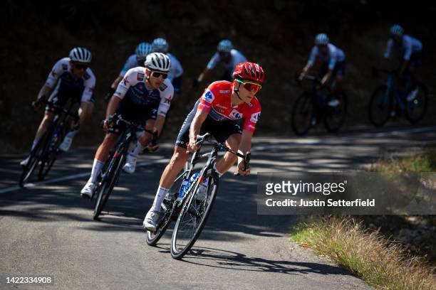 Remco Evenepoel of Belgium and Team Quick-Step - Alpha Vinyl - Red Leader Jersey competes during the 77th Tour of Spain 2022, Stage 19 a 138,3km...