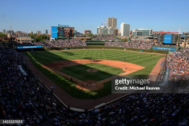 General view of Wrigley Field during the fifth inning between the Chicago Cubs and the San Francisco Giantson September 09, 2022 in Chicago, Illinois.
