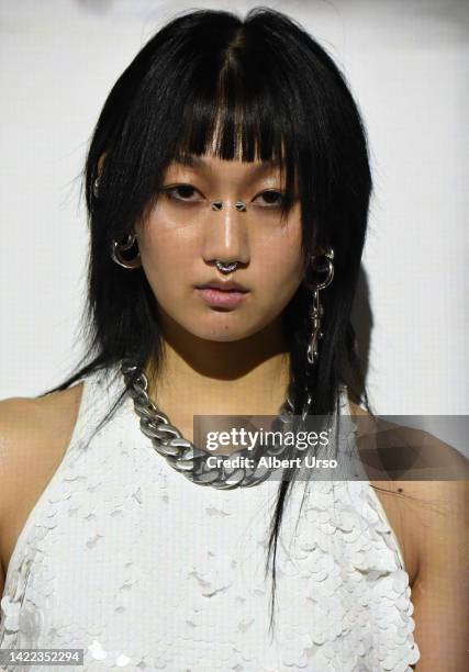 Model poses at the Rebecca Minkoff presentation during September 2022 New York Fashion Week: The Shows on September 09, 2022 in New York City.