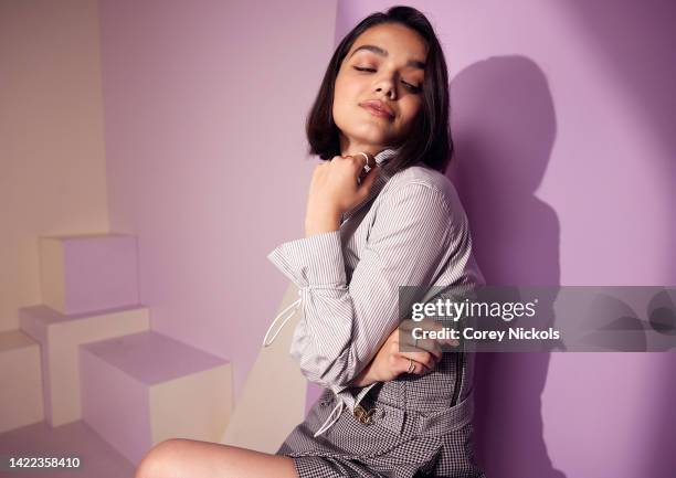 Rachel Zegler poses at the IMDb Official Portrait Studio during D23 2022 at Anaheim Convention Center on September 09, 2022 in Anaheim, California.
