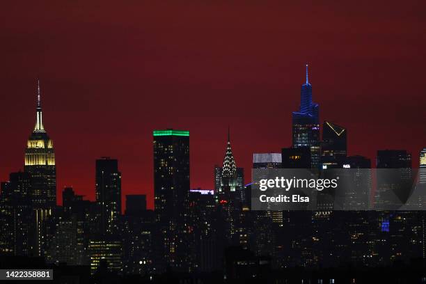 General view of the skyline during the Men’s Singles Semifinal match between Carlos Alcaraz of Spain and Frances Tiafoe of the United States on Day...