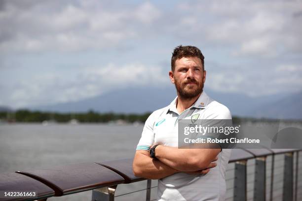 Australian One Day International captain Aaron Finch poses after announcing his retirement from One-Day cricket during a press conference at the...