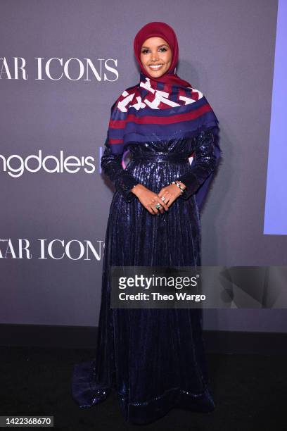 Halima Aden attends 2022 Harper's Bazaar ICONS & Bloomingdale's 150th Anniversary on September 09, 2022 in New York City.