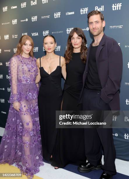 Amelia Gething, Alexandra Dowling, Emma Mackey and Oliver Jackson-Cohen attend the "Emily" Premiere during the 2022 Toronto International Film...