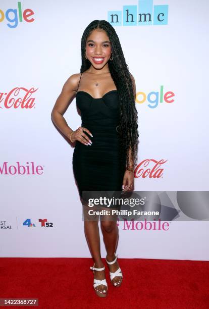 Teala Dunn attends the National Hispanic Media Coalition Impact Awards Gala 2022 at Beverly Wilshire, A Four Seasons Hotel on September 09, 2022 in...