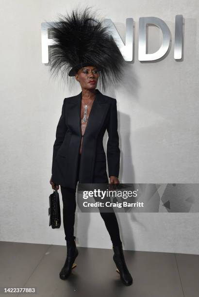 Grace Jones attends the FENDI 25th Anniversary of the Baguette at Hammerstein Ballroom on September 09, 2022 in New York City.