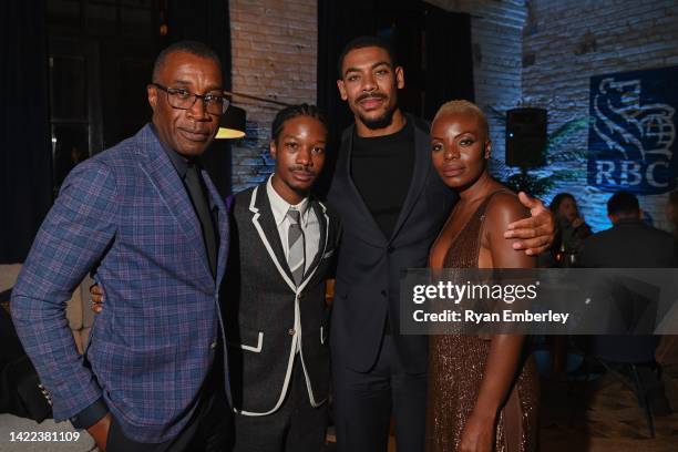 Director Clement Virgo, Lamar Johnson, Aaron Pierre and Marsha Stephanie Blake attend the RBC Hosted "Brother" Cocktail Party At RBC House Toronto...