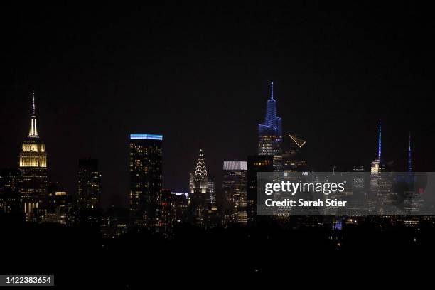 General view of the skyline during the Men’s Singles Semifinal match between Carlos Alcaraz of Spain and Frances Tiafoe of the United States on Day...