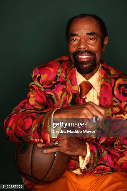 Walt Frazier poses for a portrait during the 2022 Basketball Hall of Fame Enshrinement Tip-Off Celebration & Awards Gala at Mohegan Sun on September...