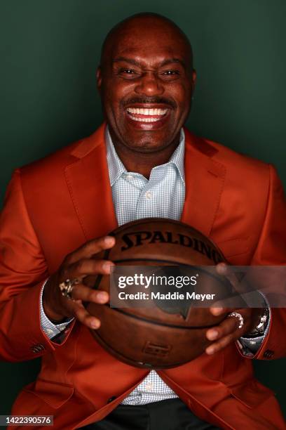 Tim Hardaway poses for a portrait during the 2022 Basketball Hall of Fame Enshrinement Tip-Off Celebration & Awards Gala at Mohegan Sun on September...