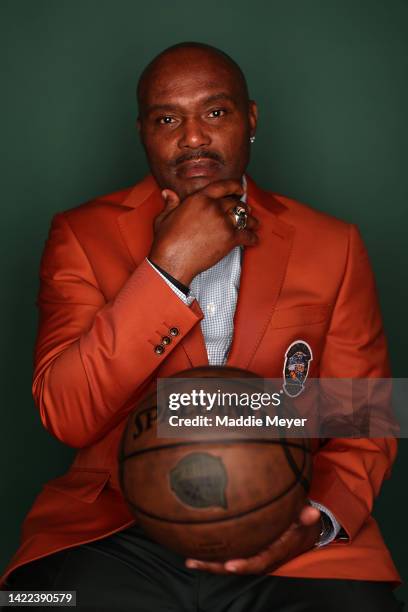 Tim Hardaway poses for a portrait during the 2022 Basketball Hall of Fame Enshrinement Tip-Off Celebration & Awards Gala at Mohegan Sun on September...