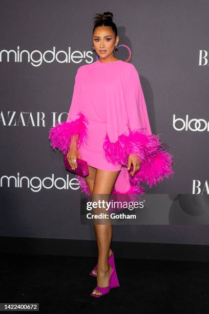 Shay Mitchell attends Harper's BAZAAR Global ICONS Portfolio and Bloomingdale's 150th Anniversary at Bloomingdale's on September 09, 2022 in New York...